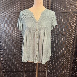 Knox Rose Women's Button-Down Blouse in Sage green sz XL